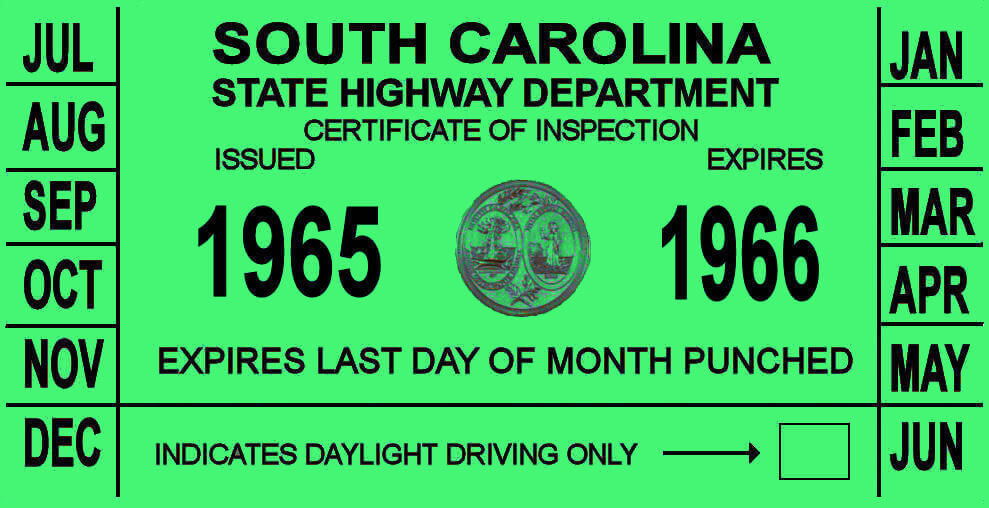 (image for) 1965 South Carolina inspection sticker